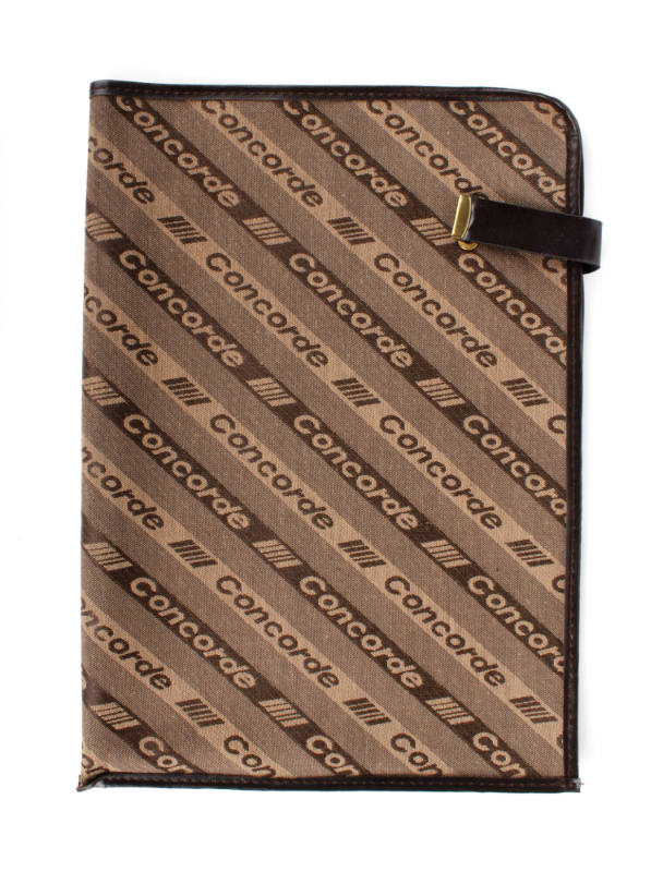 Brown rectangular Air France Concorde portfolio with metal snap closure