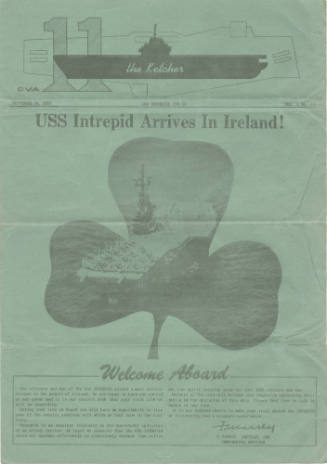 Cover of USS Intrepid newspaper, The Ketcher, from September 14, 1957 with title “USS Intrepid …