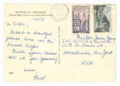 Printed postcard with a handwritten note from Bill addressed to Mr. & Mrs. James Young dated Oc…