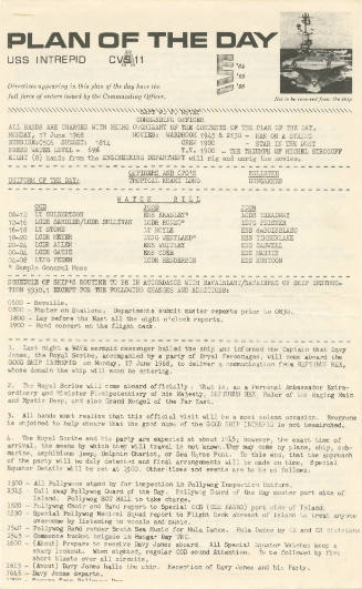 Typed document titled “Plan of the Day” for June 17, 1968
