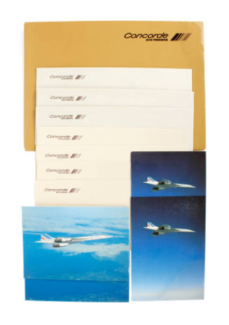 Air France Concorde stationery set with folder, color postcards, paper and envelopes