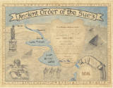 Ancient Order of the Suez Certificate with images of pyramids, the Great Sphynx and the Nile Ri…