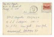 Handwritten envelope addressed to "Wm E. Augustin" dated May 18, 1957