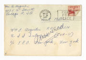 Handwritten envelope address to Wm E. Augustin dated May 28, 1957