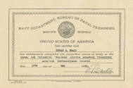 Printed certificate for Aviation Ordnanceman Course dated May 15, 1943