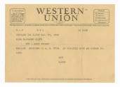 Printed telegram from Donald Braid to Margaret dated December 26, 1944