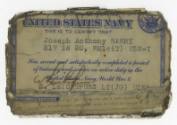Printed United States Navy Identification card for Joseph Anthony Barry