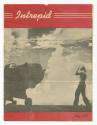 Cover of Intrepid newspaper from May 1945 with a black and white photograph of a sailor directi…