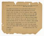 Typed message on torn paper to "All hands of the United States Navy Marine Corps and Cast Guard…