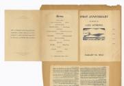 Tan scrapbook with USS Intrepid Independence Day dated July 4, 1944 open