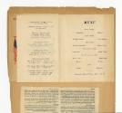 Tan scrapbook page with USS Intrepid First Anniversary menu dated August 16, 1944