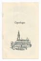 Printed booklet titled "Copenhagen" with a black and white drawing of Copenhagen's City Hall