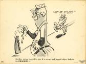 Printed black and white U.S. Navy safety poster of a cartoon sailor cutting his hand on a jagge…