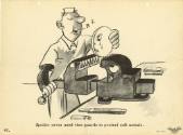 Printed black and white U.S. Navy safety poster of a cartoon sailor illustrating bad working ha…