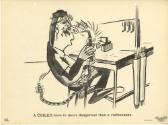 Printed black and white U.S. Navy safety poster of a cartoon sailor using a coiled hose inccore…