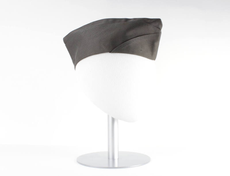 Gray garrison cap on mannequin head form