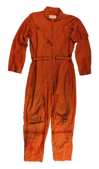 Orange military flight suit with stains and signs of wear