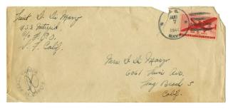 Handwritten envelope addressed to Mrs. D. DiMarzo dated August 7, 1944