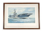 Framed color print of USS Intrepid at sea