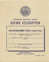 Printed Rating Description booklet for Jacob Jack Elefant, Aviation Machinist's Mate, Second Cl…
