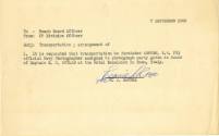 Printed memorandum about transporting R.W. Osburn to photograph a party in Rome, Italy dated Se…