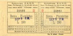 Printed ticket stub for Roma - Fiumicino dated September 8, no year