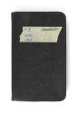 Black logbook with "#3 4/43 5/43" written on a piece of tape in blue ink