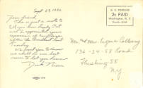 Postcard with a handwritten message from Dick Nixon to Mr. and Mrs Eugene Colleary