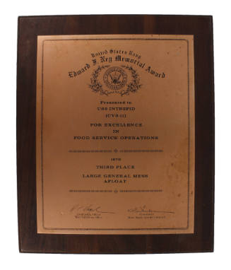 Wooden plaque with copper faceplate for Edward F. Ney Memorial Award