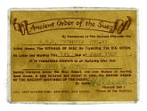 Printed membership card for the Ancient Order of the Suez dated June 1, 1967 for Richard B. Chu…