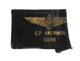 C.P. Amerman black nametag with airwing insignia in gold