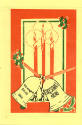 Printed USS Intrepid Christmas menu dated 1968 with a colorful drawing of bells, candles, and h…