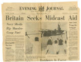 Printed newspaper clipping with a photograph of USS Intrepid coming into port dated June 1, 196…