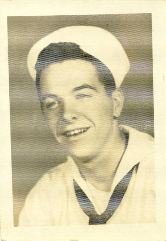 Printed portrait of an enlisted sailor in a dress white uniform