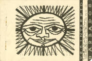 Printed port of call booklet for Barbados with a drawing of a sun with a face