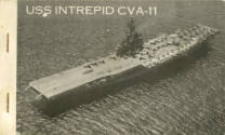 Printed photo booklet with a photograph of USS Intrepid at sea