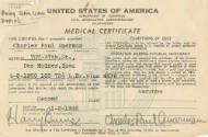 Printed Medical Certificate for Charles Paul Amerman dated January 3, 1946