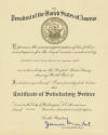 Printed Certificate of Satisfactory Service for Lieutenant Junior Grade Charles Paul Amerman da…