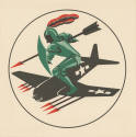 Printed Fighting Squadron 151 insignia with a drawing of a knight in green armor riding a missi…