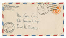 Handwritten envelope addressed to "Miss Jamie Cook" postmarked May 10, 1944