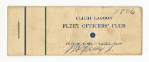 Printed ticket booklet for Ulithi Lagoon Fleet Officers' Club
