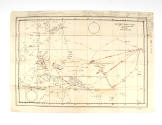 Printed Air Force Pacific Fleet map annotated with USS Intrepid's movements dated 1945