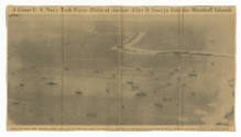 Printed newspaper clipping titled "A Giant U.S. Navy Task Force Rides at Anchor After It Sweeps…