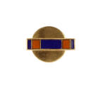 Gold Air Medal lapel pin that has blue enamel with orange stripes