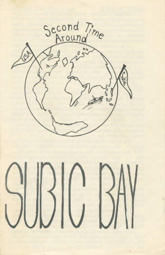 Printed booklet titled "Subic Bay" with a drawing of a globe with two flags and the text "Secon…