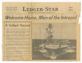 Newspaper clipping titled "Welcome Home, Men of the Intrepid" from the Ledger-Star dated Decemb…