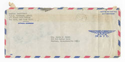 Typed envelope addressed to Mrs. David F. Ryder from USS Intrepid Medical Department postmarked…