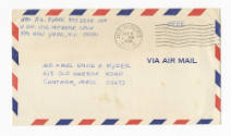 Handwritten envelope addressed to Mr. & Mrs. David F. Ryder postmarked September 2, 1966
