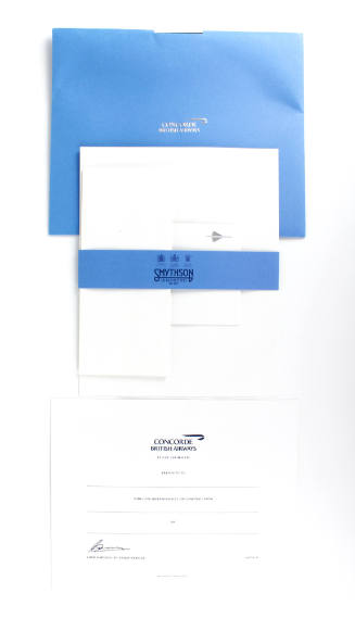 British Airways Concorde stationery set including white paper, envelopes, a blank supersonic fl…