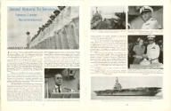 Printed black and white magazine article titled "Intrepid Returns to Service" with six photogra…